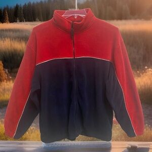 Preswick & Moore Fleece Jacket Men's Large Full Zip Color-block Red & Blue
